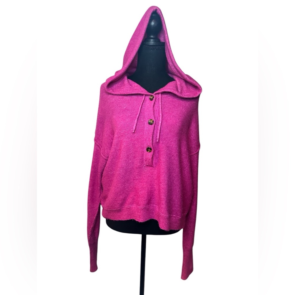Free People Praline Cozy Henley (GUC; Hot Pink)
